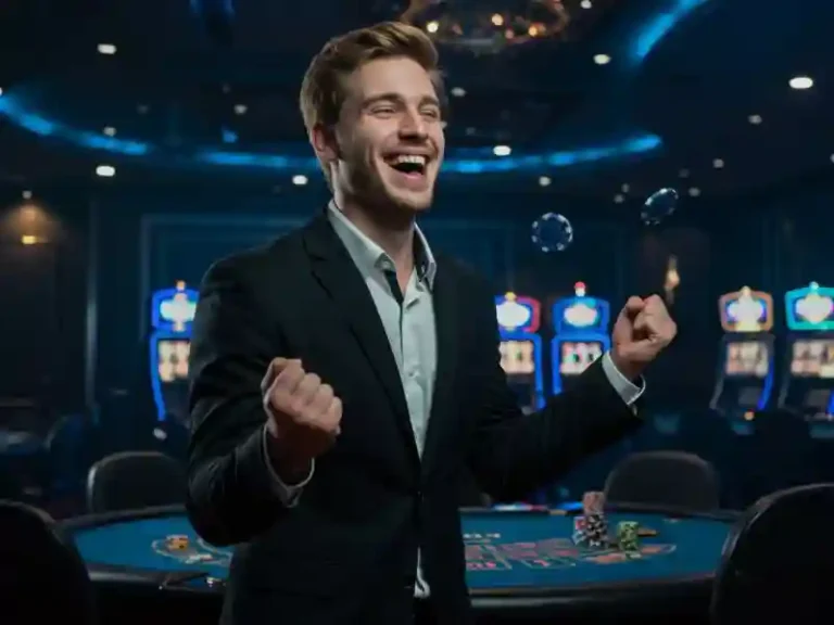 Vivamaxph Smiling player reveals a winning hand at the baccarat table.