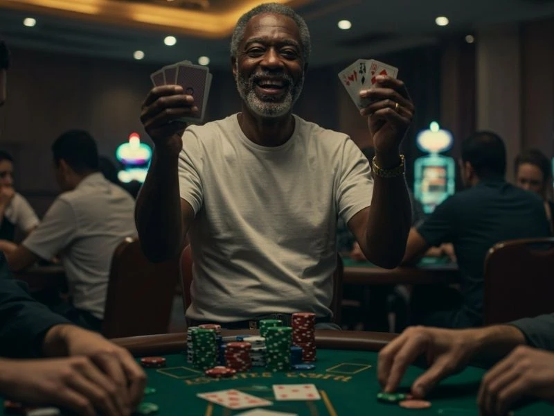 Dayo Vivamax Happy Poker Winner Holding Cards joyful triumph