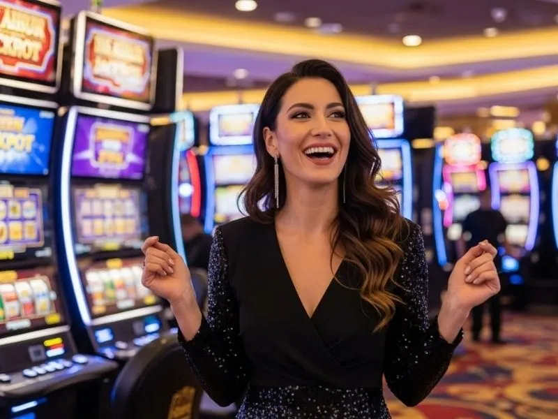 Joyful casino player enjoying poker action within JILI slot games environment