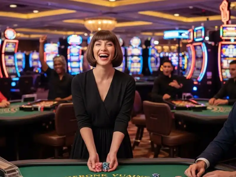 Smiling casino player standing confidently in a modern gaming environment in the Philippines 2026