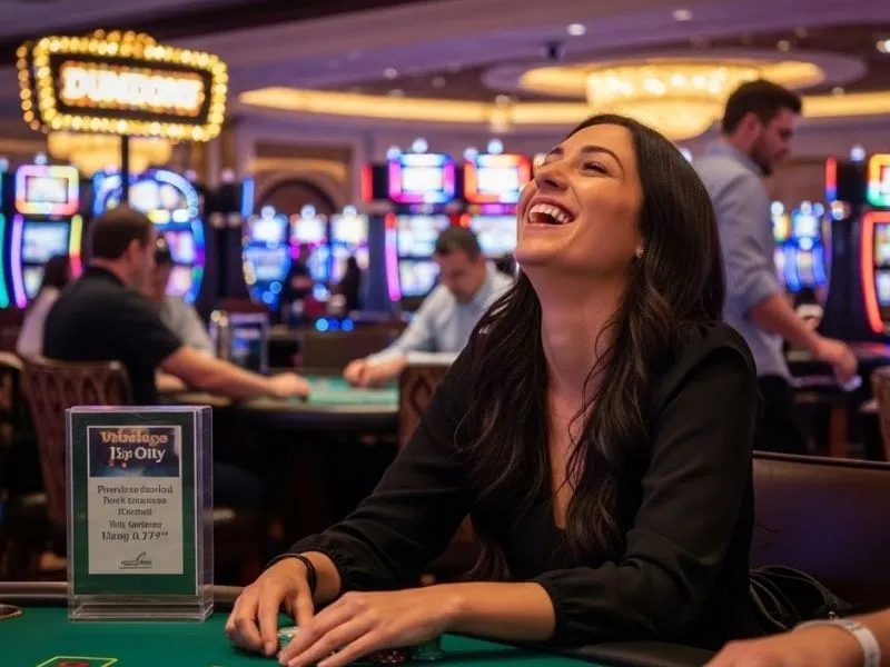 Joyful poker player in a casino setting representing slot games Philippines