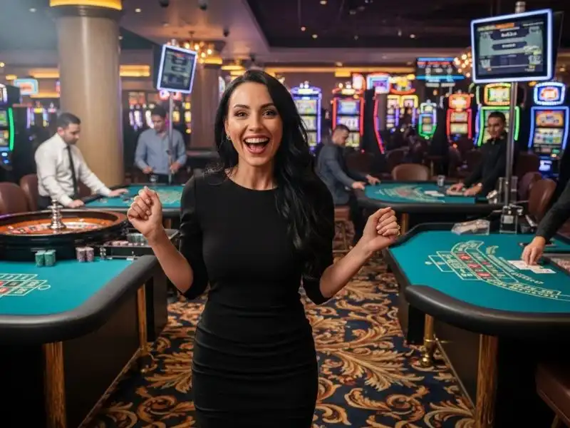 Smiling person standing in a casino environment linked to top online gambling trends 2026
