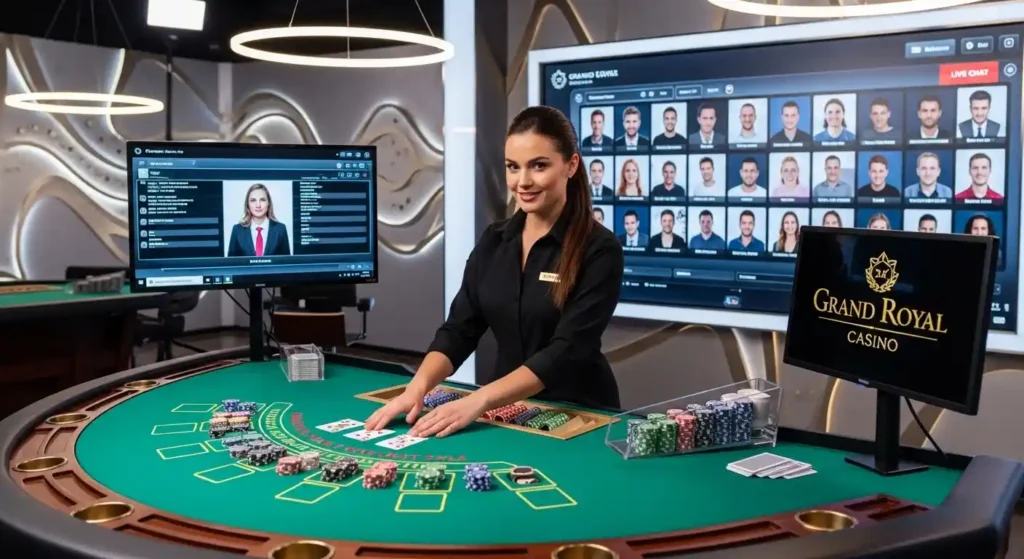 Live casino dealer gameplay in Viva Max Stars with blackjack table and online players interface