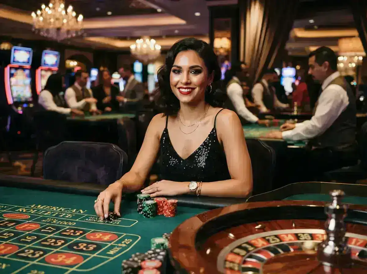 Elegant female player at a casino table representing the premium experience of Extreme Online Casino.