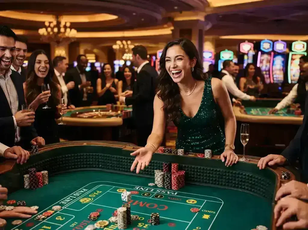 Female player enjoying a casino table games experience inspired by Smart789 Casino Login entertainment.